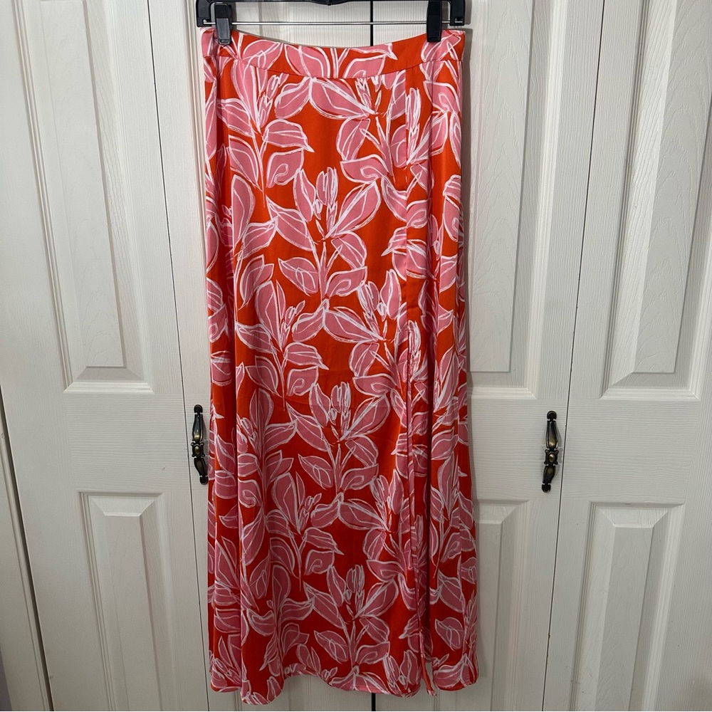 Sincerely Jules Maxi Skirt High Slit Tropical Print Womens Size Large